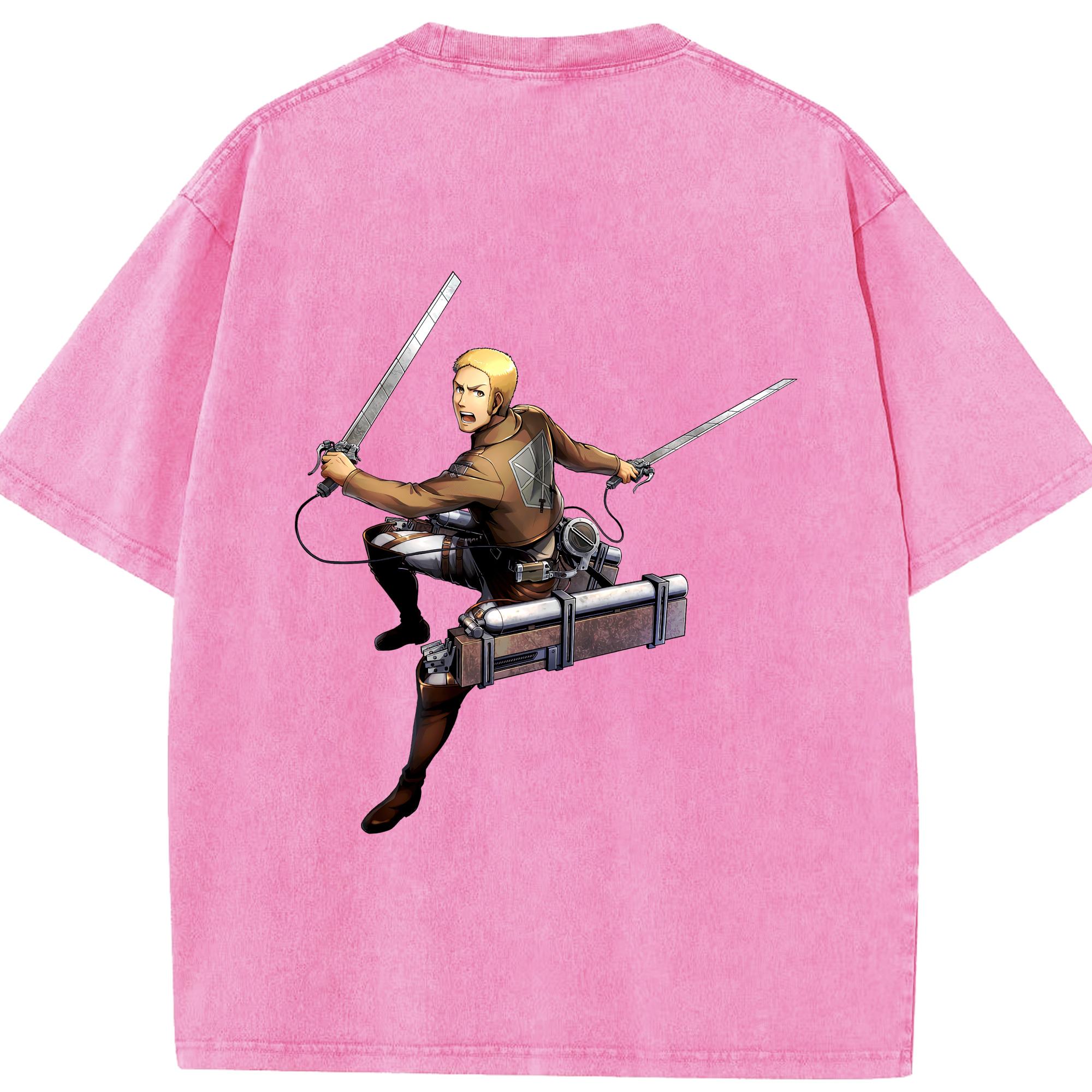 （画像用） 進撃の巨人 ライナー・ブラウン Attack on Titan Reiner Braun 綿100% ヴィンテージ風 半袖Tシャツ（背面プリント）